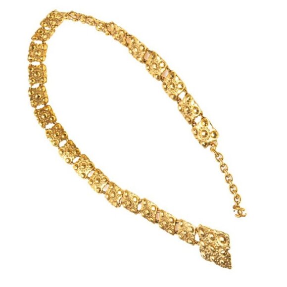 CHANEL CC Logo Square Link Belt 37" Gold Tone Auth w/Box #4726 - Picture 1 of 8